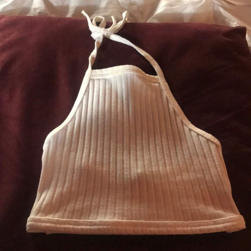 White halter crop top